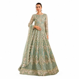Robe de mariée de luxe formelle en organza, avec dupatta en organza, non cousue - Product Image 1