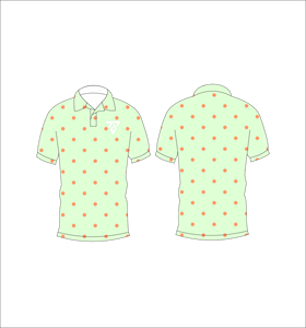 Camisa Polo para Hombre, Verde Claro con Puntos Naranjas, Sublimación Personalizada, Manga Corta, Verano, Casual, Transpirable, Ligera, para Golf - Product Image 3