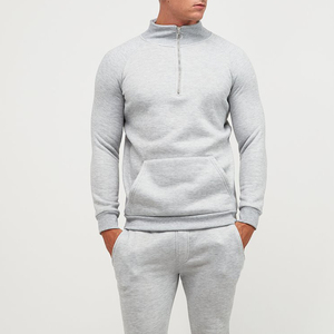 Men's Casual Solid Printed 2-Piece Quarter-Zip <b>Tracksuit</b> with Athletic Jogging Design <b>tracksuit</b> 100% cotton - Product Image 4
