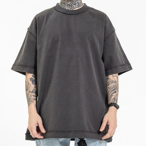 Nouveau design T-shirt personnalisé à col ras du cou, Fitness 100% Coton 2025, T-shirt décontracté uni pour homme, coupe oversize, effet délavé à l'acide - Product Image 6