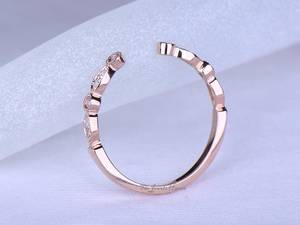 New Moissanite <b>Gap</b> Wedding Band Rose Silver Open Wedding Band Dainty Wedding Band Women Stacking Ring Gold Promise Ring Open Set - Product Image 6