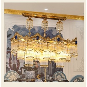 โคมไฟระย้าคริสตัลหรูหราสั่งทำพิเศษสีทอง |   โคมไฟห้อยเพดานห้องรับประทานอาหารแบบดีไซน์สั่งทำพิเศษ |   ฝ้าเพดานในร่มระดับพรีเมียม - Product Image 1