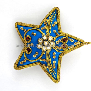 Handmade Embroidered <b>Beaded</b> Rocking Horse Ornament Christmas Tree Hanging Decoration Zari <b>Thread</b> Christian Crystal Alloy - Product Image 2