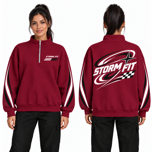 Sweat-shirt à capuche bleu pour femme Storm Fit, impression de logo personnalisée, coupe classique, tricoté, coupe-vent, respirant, streetwear d'hiver - Product Image 3