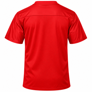 Maillot de football personnalisé rouge à col en V, respirant, en maille polyester, à manches courtes, pour équipe sportive - Product Image 2