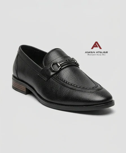 Asken Atelier Premium Loafers for Men Elegant Design <b>Slip</b>-<b>On</b> Closure Stylish Metal Buckle Synthetic Leather Upper All Seasons - Product Image 3