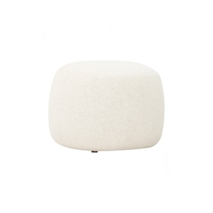 Modern Cream Fabric <b>Upholstered</b> Pouf Round Padded <b>Footstool</b> Minimalist Dressing Stool Ottoman for Living Room Home Furniture - Product Image 1