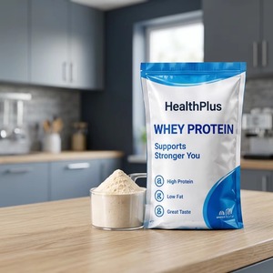 Sac en PVC pour poudre de protéines, imprimé en sérigraphie personnalisée KFLEX, refermable, emballage alimentaire pour suppléments de poudre de lactosérum - Product Image 1