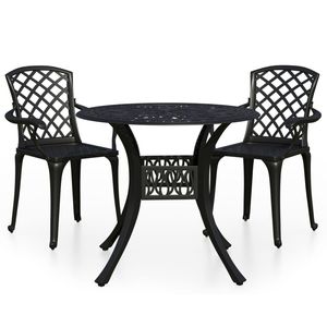 Juego de bistró de aluminio fundido de 3 piezas en negro para muebles de patio al aire libre - Product Image 2