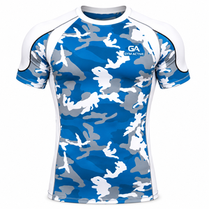 Ropa Deportiva para Hombre, Camuflaje Azul, Corte Regular, Ecológica, Spandex/Poliéster, Personalizada, Manga Corta, para Gimnasio y Entrenamiento - Product Image 4