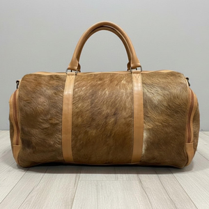 Genuine Hair on Leather Cowhide Fashion Duffle <b>Bag</b> Zipper Portable Vintage Travel Weekender Large Capacity Carry on LHDB-0029 - Product Image 3