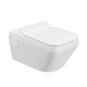 WC mural sans rebord moderne, cuvette carrée monobloc avec chasse d'eau à siphon, design minimaliste en porcelaine écologique, facile à nettoyer - Product Image 1