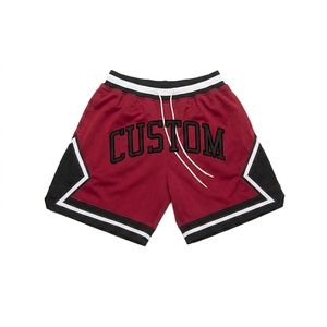 Custom White <b>Men's</b> Basketball <b>Shorts</b> With <b>Red</b> Lettering And Drawstring Closure Sporty Style - Product Image 2