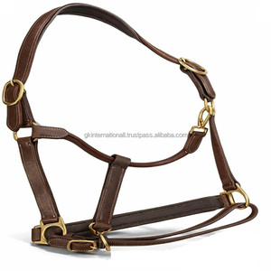 Cabestro para caballo de cuero premium marrón personalizado con doble costura y acolchado extra suave de piel de vaca, herrajes de latón ajustables. - Product Image 6