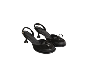 Pumps à bride arrière en PU noir avec bout rond, talon fin de 5 cm, semelle extérieure en caoutchouc respirante et antidérapante, à porter toute l'année - Product Image 3