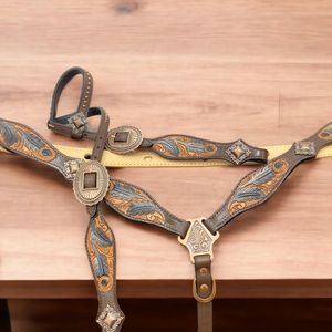 Conjunto de cabezada y pechera de cuero para caballo estilo western, hecho a medida, superventas 2026, cómodo, ligero y hecho a mano - Product Image 5