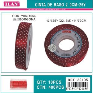 Nastro Ilan Burgundy a pois da 2 cm, 25 iarde per decorazioni e lavori artigianali - Product Image 3