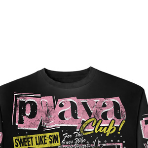 PSA Long Sleeve Crop Tee <b>Men's</b> Street Style Printed Jersey O-Neck Regular Fit Black With Pattern - Product Image 2