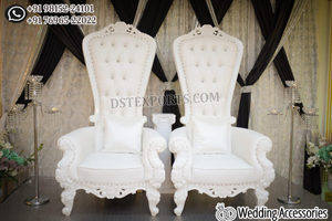 เก้าอี้งานแต่งงานอินเดียสไตล์บอลลีวูดสีเงิน เก้าอี้บัลลังก์งานแต่งงานสำหรับพระราชาและพระราชินี เก้าอี้เจ้าสาวสุดหรู ชุดเก้าอี้จากนิวซีแลนด์ - Product Image 2