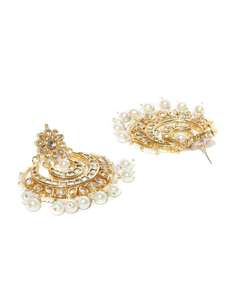 Indian Stylish Layered Pearl Rani Haar Long Kundan Necklace Jewellery <b>Set</b> Wedding Engagement Party Gift Antique Gold Plated - Product Image 3