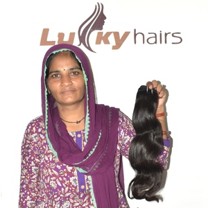 Extensiones de Cabello Humano Indio Ondulado de Corte Recto, Doble Trama, Virgen Remy, Tejido a Máquina, Doble Densidad, Natural, Suave - Product Image 5