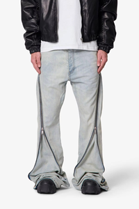 Jeans de Mezclilla para Hombre de Alta Calidad, Personalizados, de Algodón, Marca Americana de Estilo Urbano, Cómodos, Corte Ajustado, Estilo Y2K, con Cierres, Lavado Azul - Product Image 1