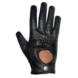Gants de course en cuir à doigts entiers, légers, perforés, avec fermeture à bouton, style unisexe, pour sports d'été en plein air - Product Image 1