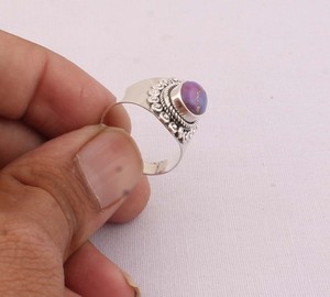 Natural Purple Copper Turquoise <b>Ring</b> 925 Sterling Silver Vintage Style Purple Composite Stone <b>Ring</b> for Women Handcrafted <b>Boho</b> - Product Image 4