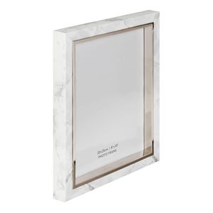 Premium <b>Designer</b> White Marble Effect Picture <b>Frame</b> with Silver Metal Trim for Home Decor & Photo <b>Frame</b> - Product Image 3