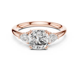 Bague pour femme avec diamant de laboratoire taille coussin 1 3/4 carats certifié IGI, pierres latérales taille trillion 0,31 carat, plaqué rhodium massif 18 carats - Product Image 4