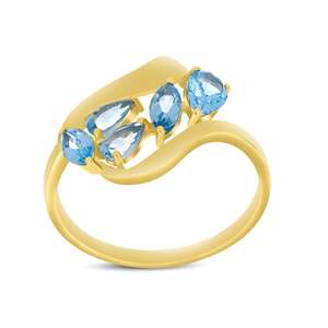 Bulk 14K Solid Gold Lab Grown Diamond Ring Natural Aquamarine Five Stone Mixed Cut <b>Wrap</b> Ring Fine Jewelry Gemstone Wholesale - Product Image 2