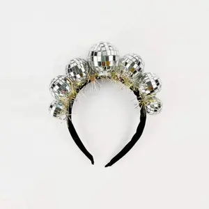 Cute Shining Silver Disco Ball Headband For New Year Eve