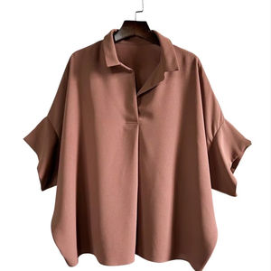 Camisa de Negocios a Cuadros de Manga Tres Cuartos para Mujer, Corte Regular, Estilo Vintage con Botones, Ligera, para Oficina, Moda de Verano - Product Image 1