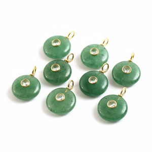 Green Strawberry Quartz Round Gemstone Pendant 925 Sterling <b>Silver</b> Gold Plated Inlay Pendant Fashion Charm Jewelry Loose Stone - Product Image 3