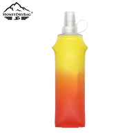 Bouteille d'eau souple pliable en silicone TPU sans BPA avec logo personnalisé OEM, anti-fuite, idéale pour la course à pied et les marathons