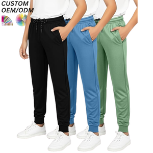 Pantalon décontracté respirant pour bébés garçons, coupe droite, en tissu molletonné uni, poches latérales, taille élastique avec cordon de serrage, ODM - Product Image 5