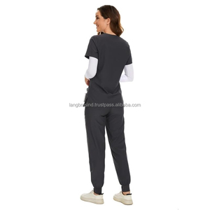 Customized Unisex Short Sleeve Woven Waterproof Spandex <b>Scrubs</b> <b>Tops</b> Medical Hospital Nurse Uniforms-Nursing <b>Scrubs</b> Sets Nurse - Product Image 3