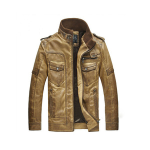 Unisex Premium Genuine Leather <b>Racer</b> <b>Jacket</b> Slim Fit Stand Collar Vintage Distressed Waterproof Breathable Windproof Front - Product Image 6