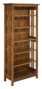 Librero de Madera de Teca Estilo Misionero con Laterales Verticales Abiertos, Librero de 6 Niveles, Mueble de Biblioteca - Product Image 2