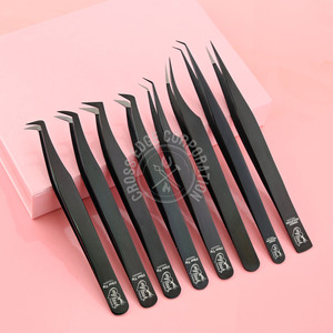 แหนบขนตาสีดำแบบมืออาชีพปากคีบขนตาแบบมีด้ามจับนาโนติดเพชร45 75 90องศา - Product Image 1