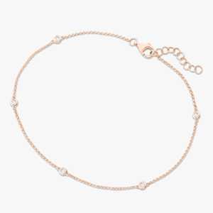 Chaîne de cheville en or massif 10k 14k 18k avec diamants de laboratoire ronds, style 'Diamonds By The Yard', pour superposition, fabrication et vente en gros - Product Image 1