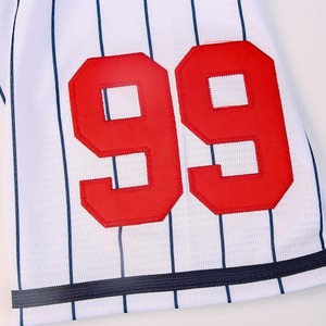 Bottond Pinstrip Polyester Mens Embroidery Canada America Baseball Uniform Set Custom Blank Black and <b>White</b> Jersey Baseball - Product Image 5
