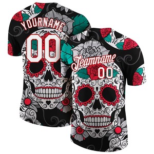 Camiseta con estampado de calavera de azúcar impresa en 3D |   Jersey de Béisbol Sublimado Personalizado, Ropa Deportiva Transpirable de Malla para Equipos - Product Image 2