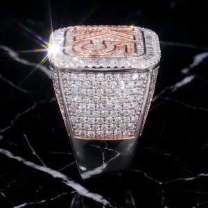 Anillo de Hip Hop Personalizado con Letras y Números de Moissanita, Plata de Ley 925 Original para Rapper, Amuletos para Fiestas y Ocasiones - Product Image 3