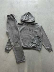 Ensemble survêtement jogging personnalisé OEM 2 pièces, survêtement surdimensionné, pantalon de survêtement évasé et sweat-shirt pour hommes - Product Image 2