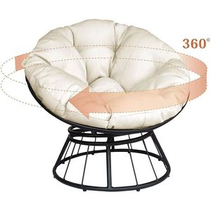 Resistente sedia Papasan da esterno Beige girevole a 360 gradi con comoda struttura per cuscino con comodo Design circolare Lounge Moon - Product Image 3
