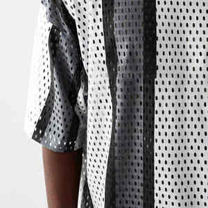 Camisetas de malla con estampado de paneles 100% algodón al por mayor con MOQ bajo, camiseta de verano con hombros caídos y rayas grandes para hombre - Product Image 2