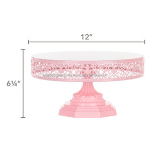 Superventas de 12 pulgadas redondo de metal rosa de calidad superior Soporte para Pastel de Bodas herramientas para pastel superior - Product Image 5