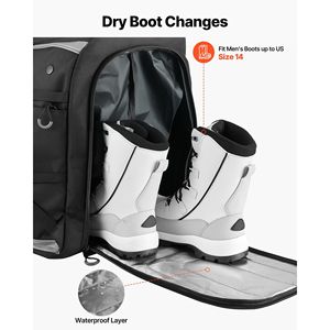 Resistente 1680D Oxford borsa da sci 70L impermeabile Snowboard zaino da viaggio fondo per uomo donna può ospitare guanti da sci - Product Image 5