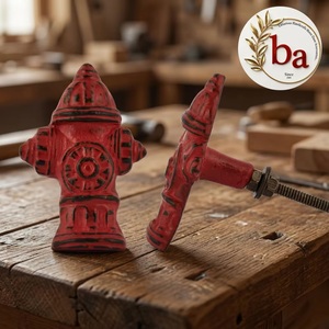 Cast Iron Modern Fire Hydrant <b>Cabinet</b> Knob in Distressed Red Finish for <b>Bathroom</b> & Home Office Eco-Friendly Easy Installation - Product Image 1